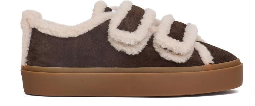 INUIKII Instappers Dames Shearling Low Velcro Textiel Bruin - Foto 9