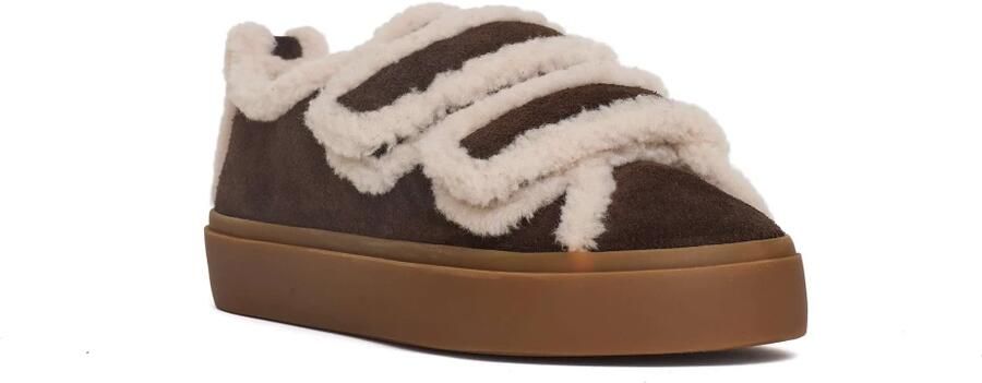 INUIKII Instappers Dames Shearling Low Velcro Textiel Bruin - Foto 18