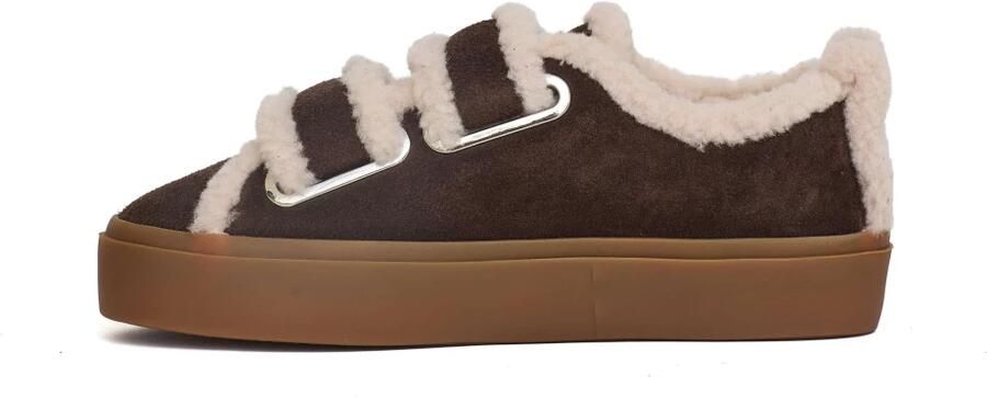 INUIKII Instappers Dames Shearling Low Velcro Textiel Bruin - Foto 17