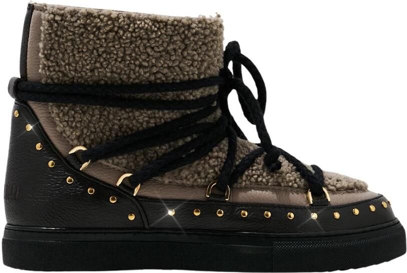 INUIKII Enkellaarsjes Dames Outdoor Snowboots Damesschoenen Leer Curly Rock Zwart combi - Foto 12