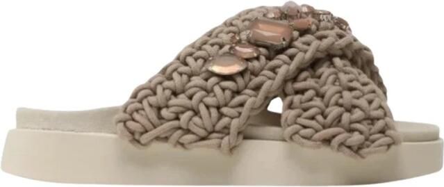 Inuikii Geweven Stenen Taupe Stijlvolle Comfortabele Sandalen