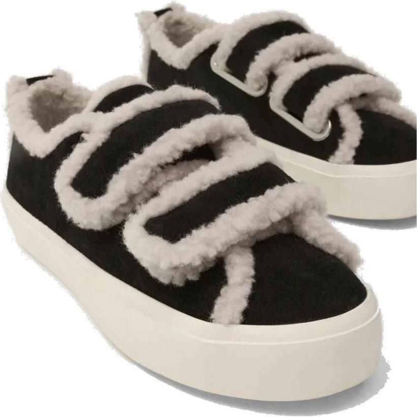 Inuikii Zwarte Shearling Lage Velcro Winterlaars