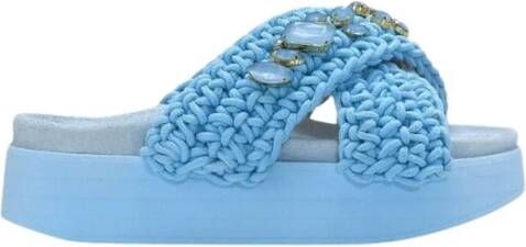 Inuikii Schitterende Edelsteen Slippers Blue Dames