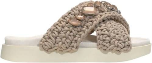 Inuikii Taupe Geweven Stenen Sandalen Beige Dames