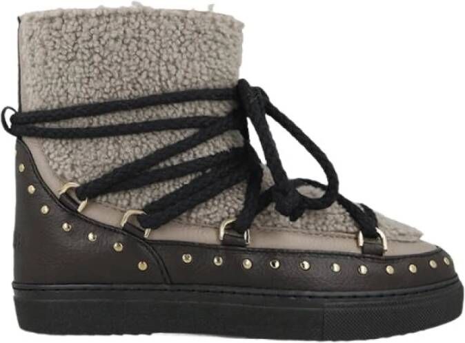 INUIKII Enkellaarsjes Dames Outdoor Snowboots Damesschoenen Leer Curly Rock Zwart combi - Foto 15