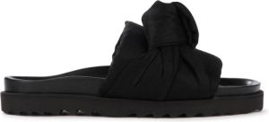 Inuikii Zwarte Knop Platte Sandalen voor Vrouwen Zwart Dames
