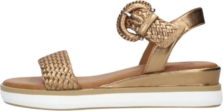 Inuovo Gevlochten Bronzen Sandalen Brown Dames