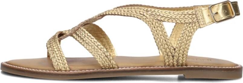 Inuovo Gevlochten Leren Sandalen Yellow Dames