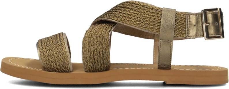 Inuovo Khaki Gevlochten Sandalen Green Dames