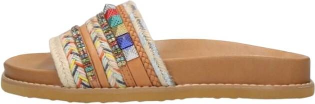 Inuovo Kleurrijke Leren Slippers met Stijlvolle Details Multicolor Dames