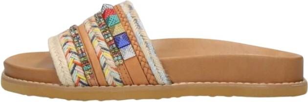 Inuovo Kleurrijke Leren Slippers met Stijlvolle Details Multicolor Dames