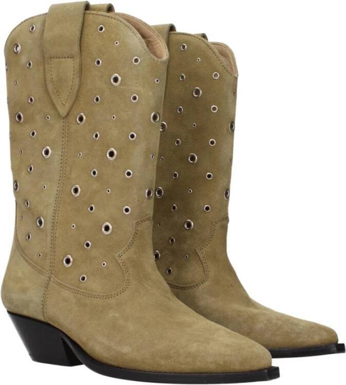 Isabel Marant Beige Leren Enkellaarzen met Blokhak