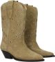 Isabel Marant Beige Leren Enkellaarzen met Blokhak - Thumbnail 1