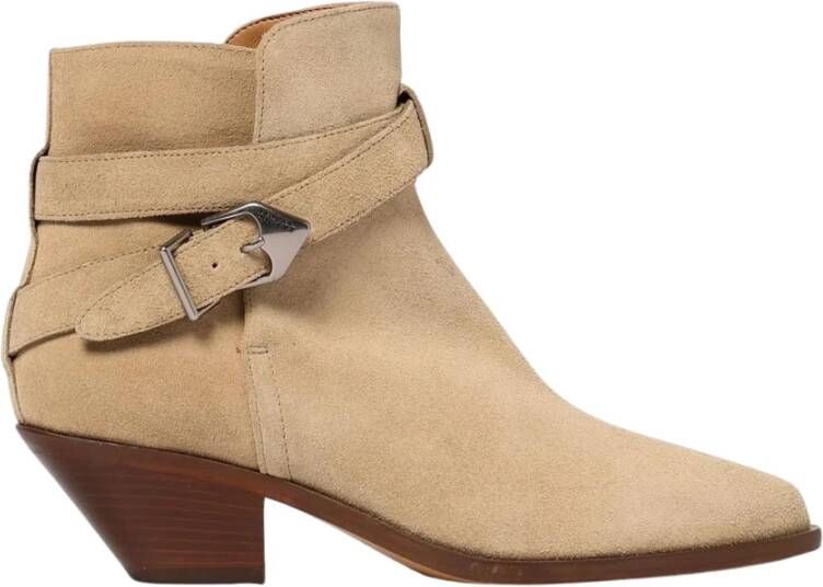 Isabel Marant Beige Suede Gesp Enkellaarzen