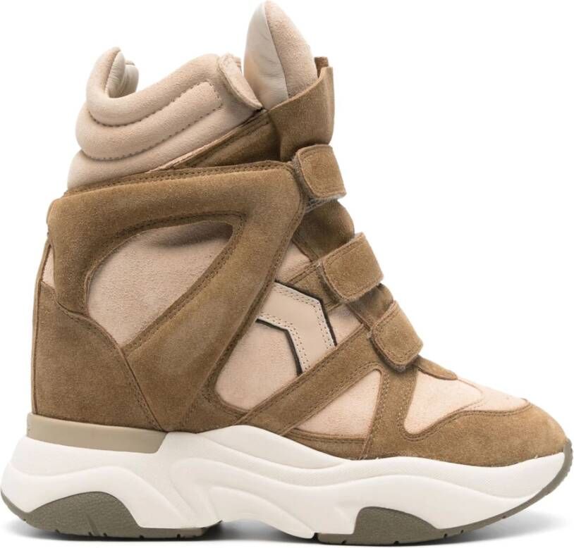 Isabel Marant Beige Suède Sneakers met Sleehak