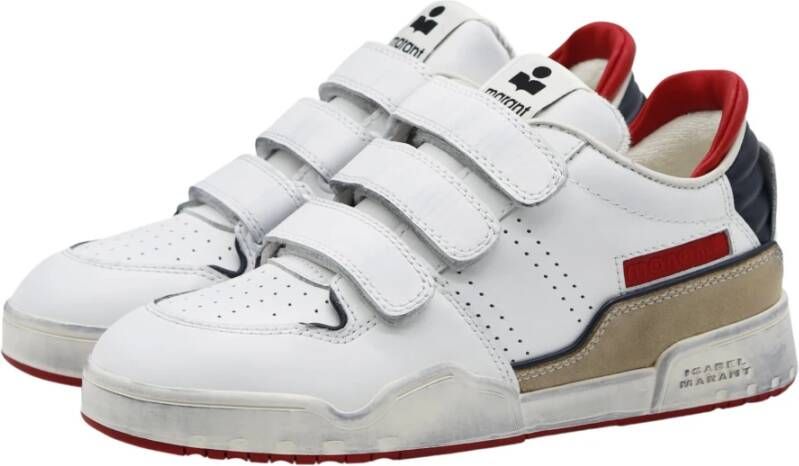 Isabel marant Blauwe Lage Sneaker met Klittenbandsluitingen White Dames Schoenen