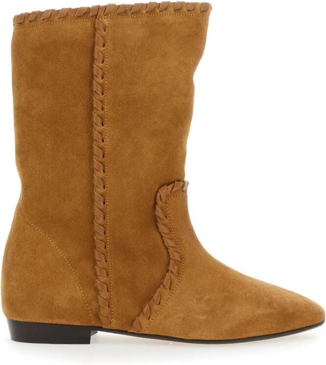Isabel marant Bruine Suède Enkellaarzen met Schuine Neus Brown Dames