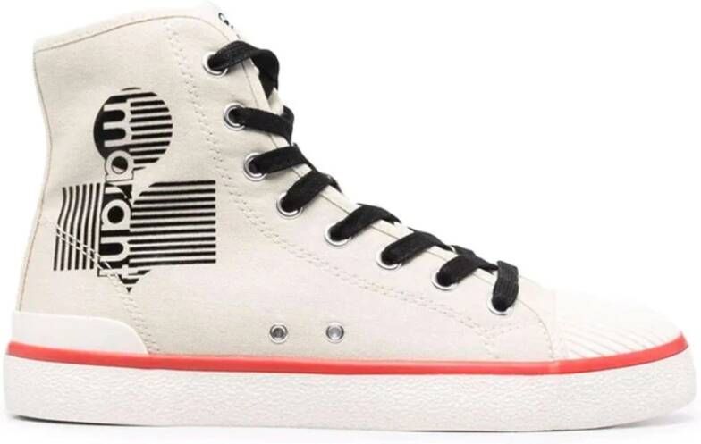 Isabel marant Canvas Logo Sneakers met Vetersluiting Beige Dames