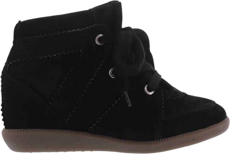 Isabel Marant Étoile Geperforeerde Suède Sleehak Sneaker Black Dames