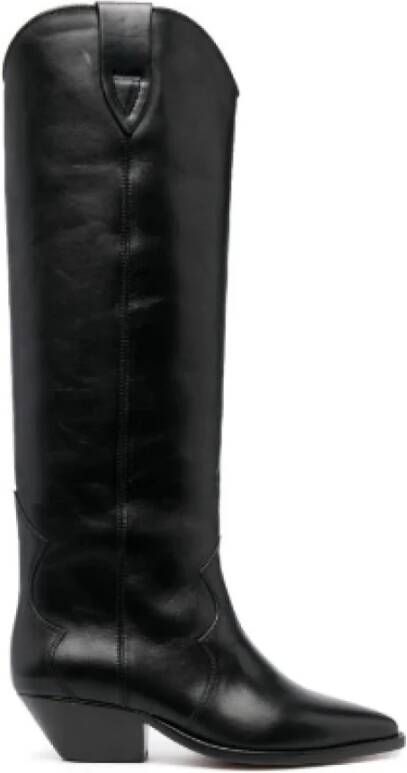 Isabel marant Denvee-Gz Leren Laarzen Puntige Neus 5 cm Hak Zwart Dames