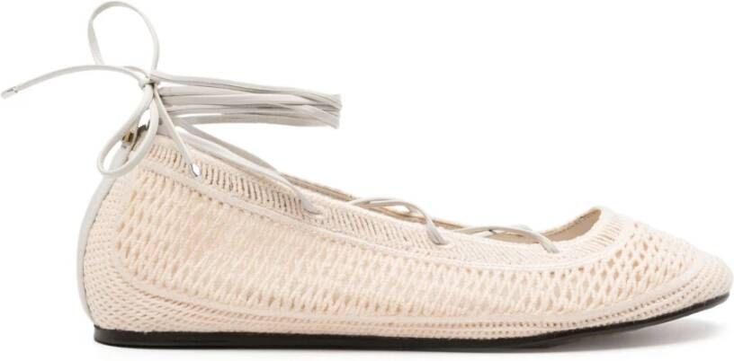 Isabel marant Beige Katoenen Ballerinas Slip-On Ronde Neus Beige Dames