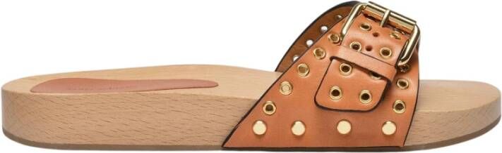Isabel Marant Bruin leren slippers sandalen - Foto 3