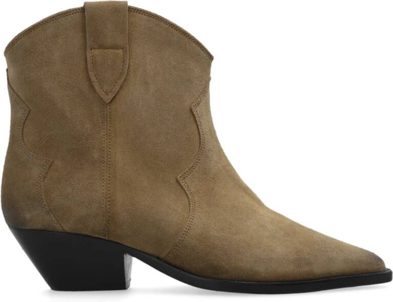 Isabel Marant Western Stijl Suède Enkellaarsjes met Zijlussen