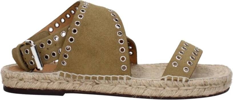 Isabel Marant Groene Leren Sandaal met Studs