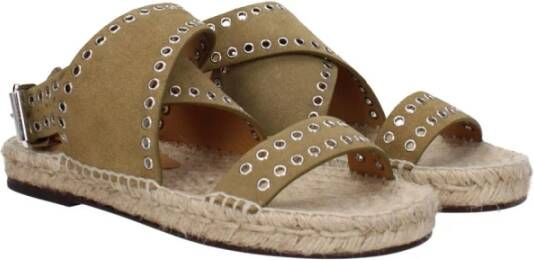 Isabel Marant Groene Studded Leren Sandaal met Gesp