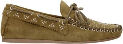 Isabel Marant Groene Suède Loafers met Studs