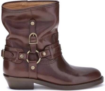 Isabel marant Boots Brown Boots With Slouched Shaft And Decorative Str in grijs