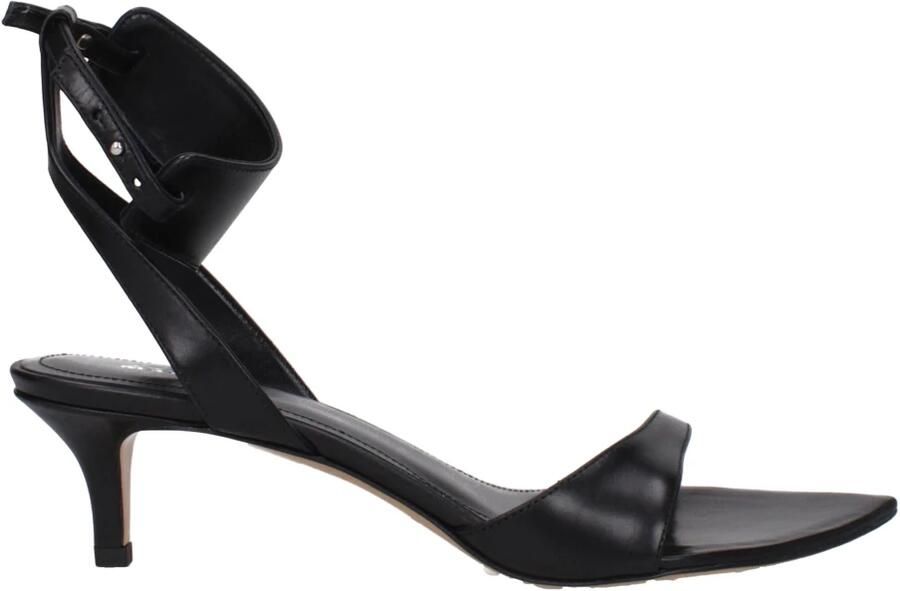 Isabel Marant Zwarte Leren Platte Sandalen Gesp Sluiting
