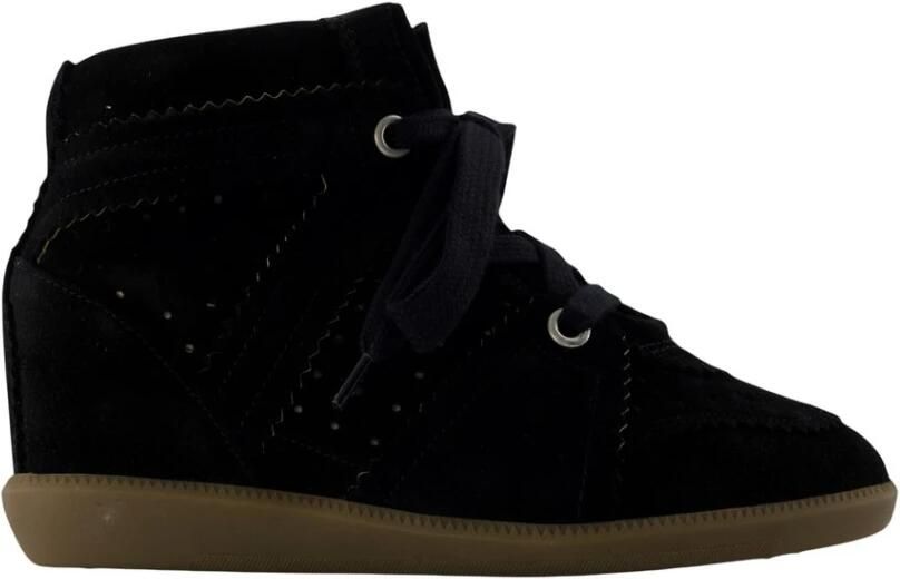 Isabel Marant Étoile Geperforeerde Suède Sleehak Sneaker Black Dames