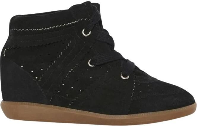 Isabel Marant Étoile Geperforeerde Suède Sleehak Sneaker Black Dames
