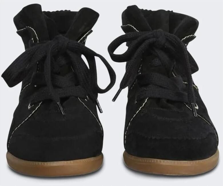 Isabel Marant Étoile Geperforeerde Suède Sleehak Sneaker Black Dames - Foto 4