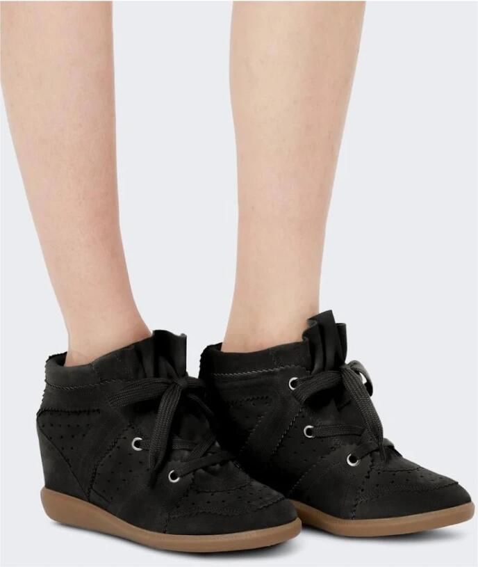 Isabel Marant Étoile Geperforeerde Suède Sleehak Sneaker Black Dames - Foto 3