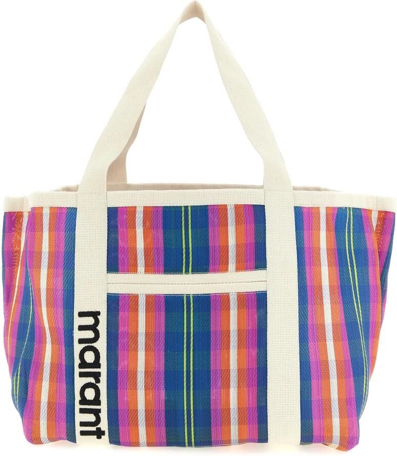 Isabel Marant Darwen gestreepte geweven nylon boodschappentas