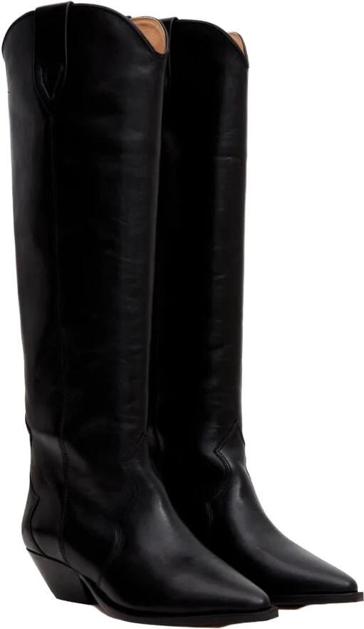 Isabel marant Denvee-Gz Leren Laarzen Puntige Neus 5 cm Hak Zwart Dames