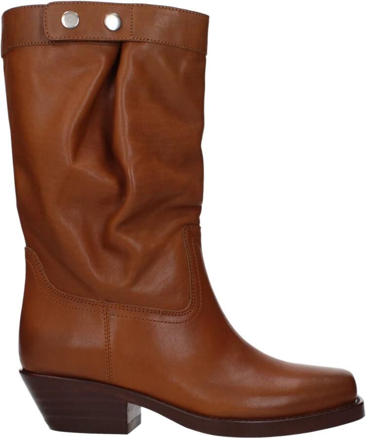 Isabel marant Leren Biker Boots met knoopdetail Brown Dames