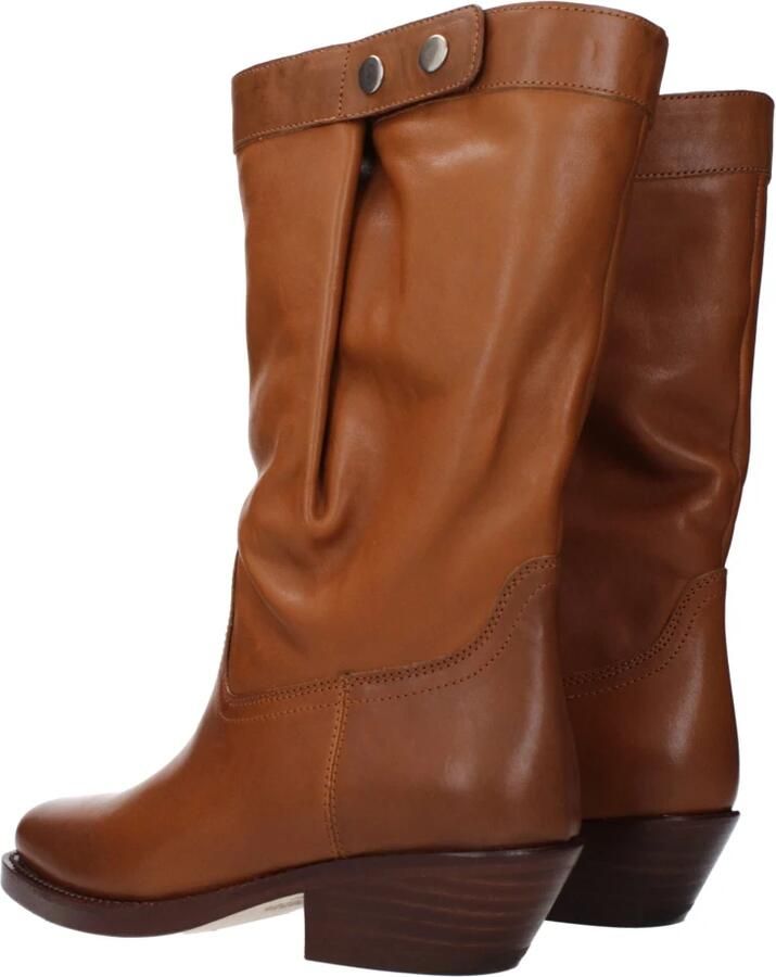 Isabel marant Leren Biker Boots met knoopdetail Brown Dames - Foto 3