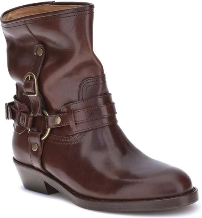 Isabel marant Boots Brown Boots With Slouched Shaft And Decorative Str in grijs