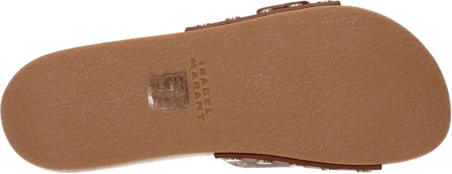 Isabel Marant Bruin leren slippers sandalen