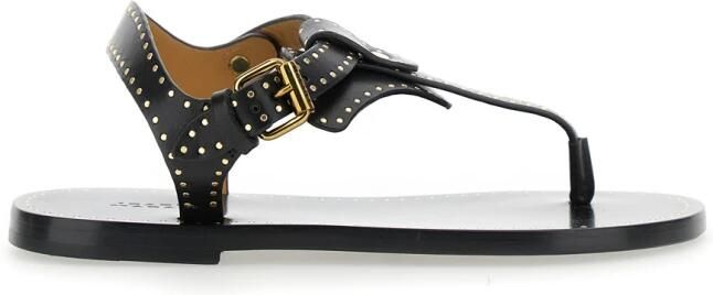 Isabel Marant Zwarte Leren Sandalen met Gespsluiting