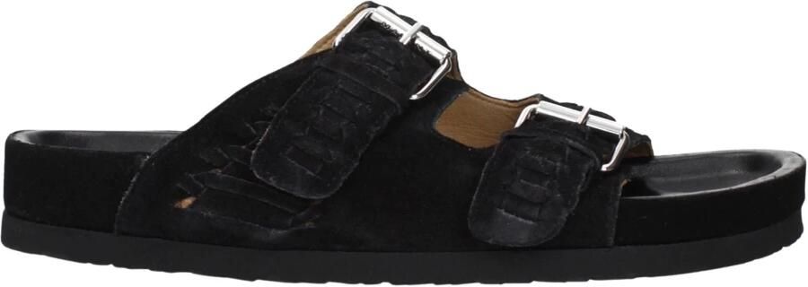 Isabel Marant Zwarte Leren Slippers