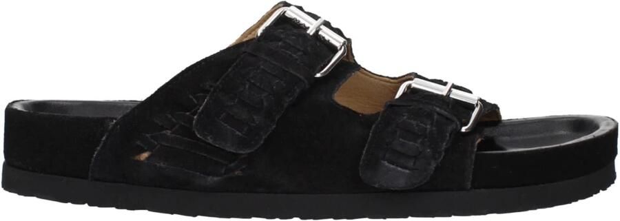 Isabel Marant Zwarte Leren Slippers