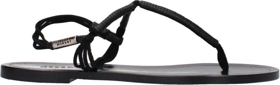 Isabel Marant Zwarte leren teenslippers