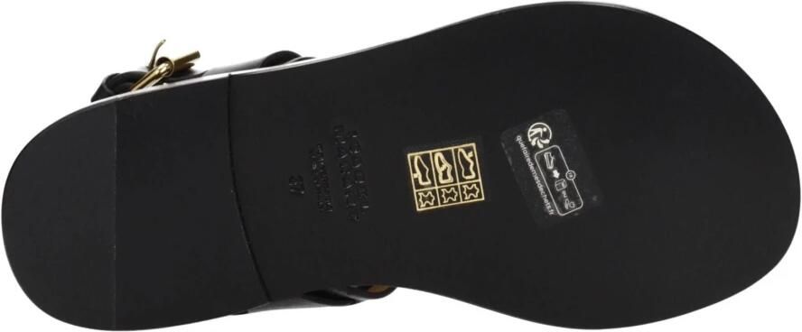 Isabel Marant Zwarte leren teenslippers met studs