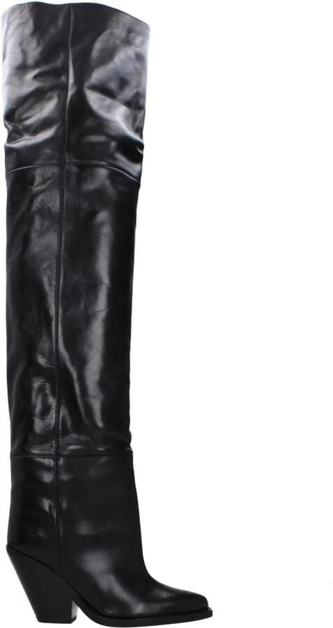 Isabel Marant Zwarte Leren Overknee Laarzen
