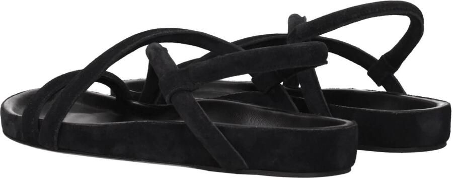 Isabel Marant Zwarte leren platte sandalen vintage stijl