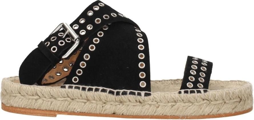 Isabel Marant Zwarte leren platte sandalen met studs